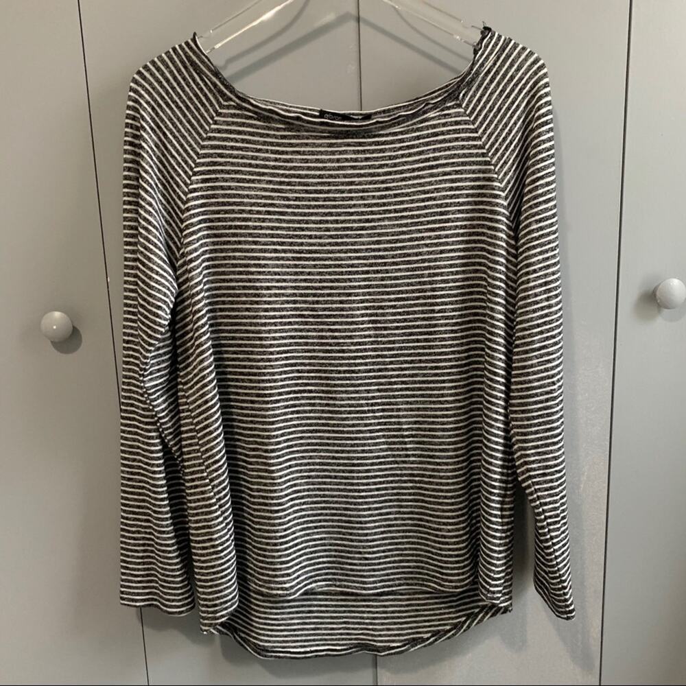 NWT GIBSON Ruffled Edge Raglan Striped Pullover - Picture 3 of 7